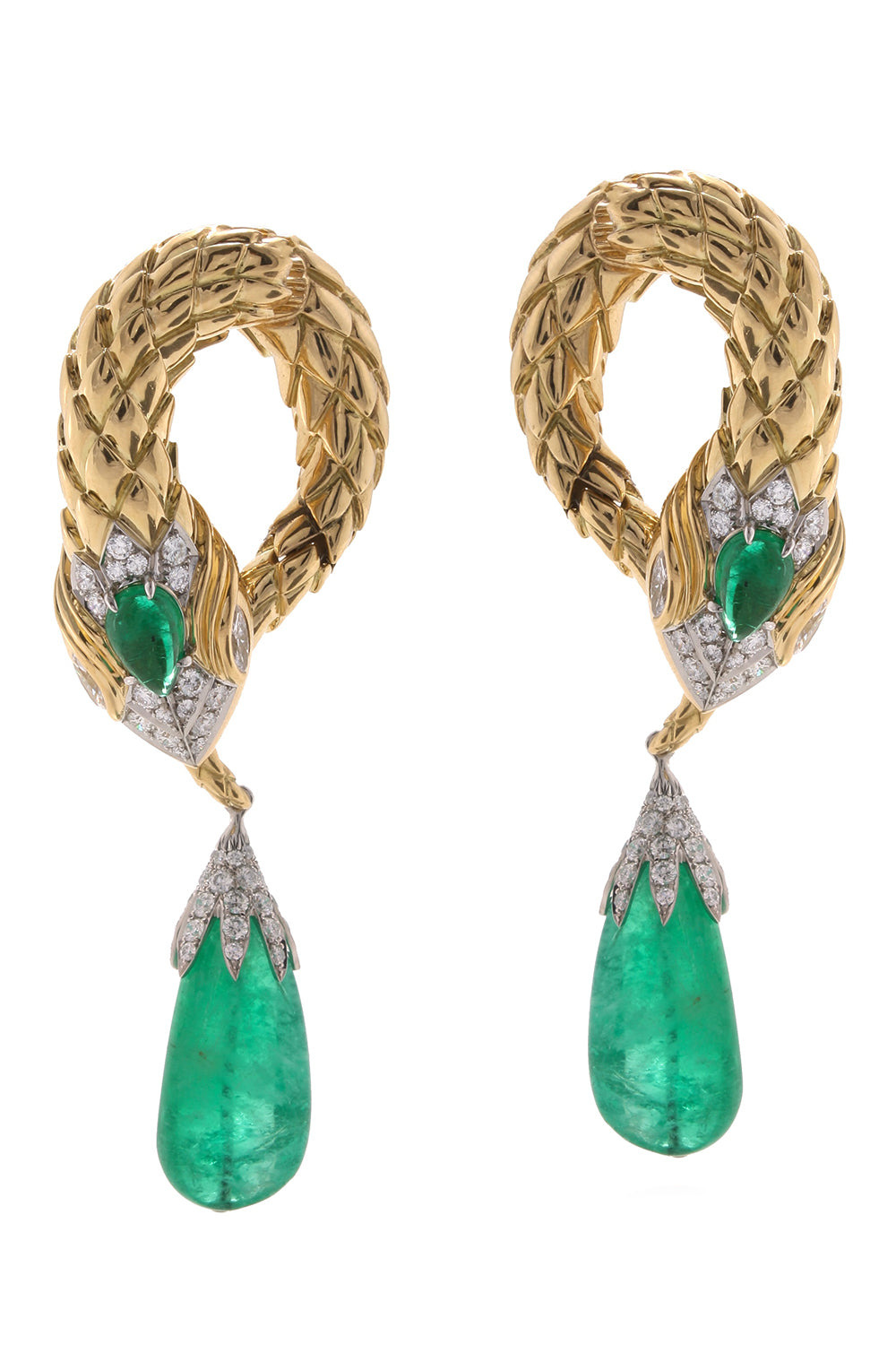 Emerald Snake Drop Earrings - 1