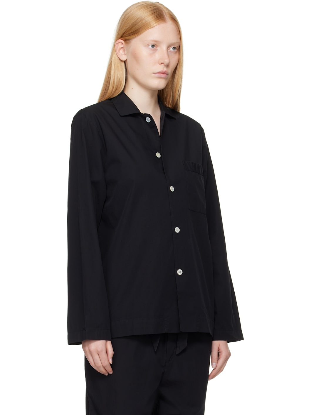 Black Poplin Long-Sleeved Pyjama Shirt - 2