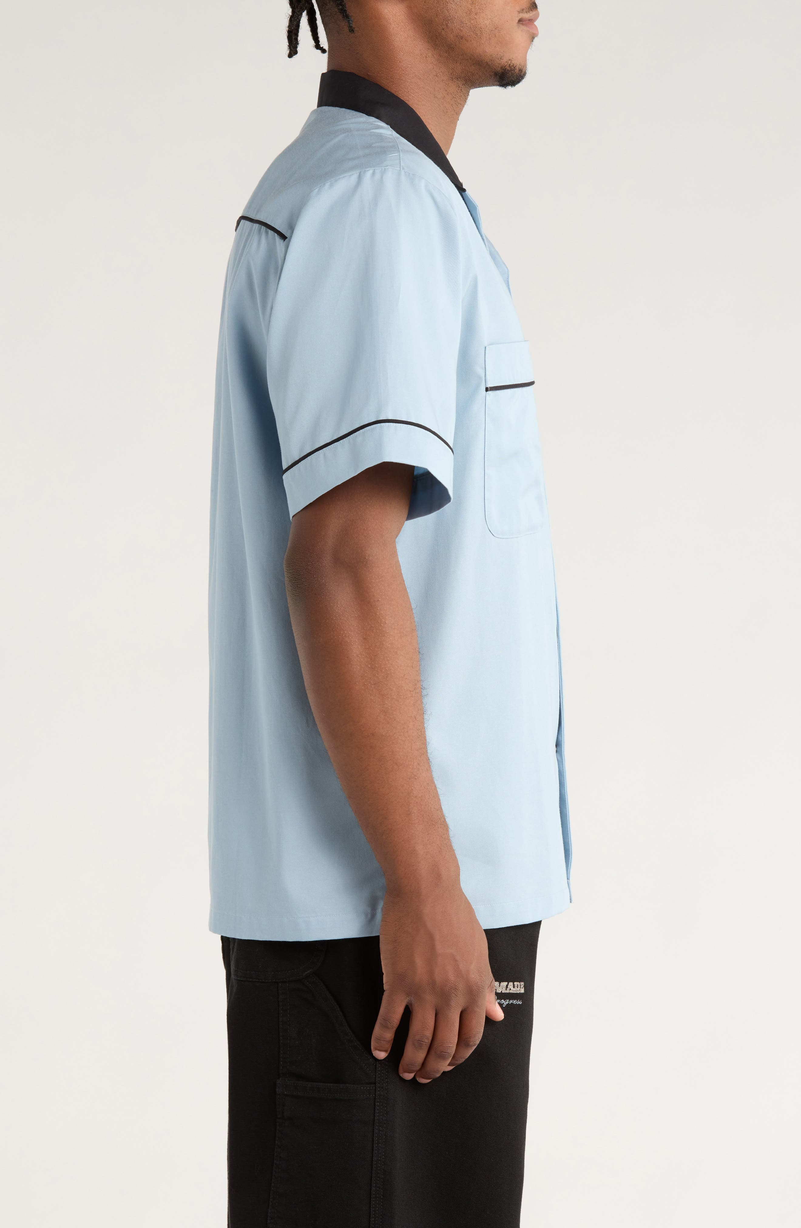 Carhartt Work In Progress Bowling Shirt in Blue Fog /Black at Nordstrom - 3