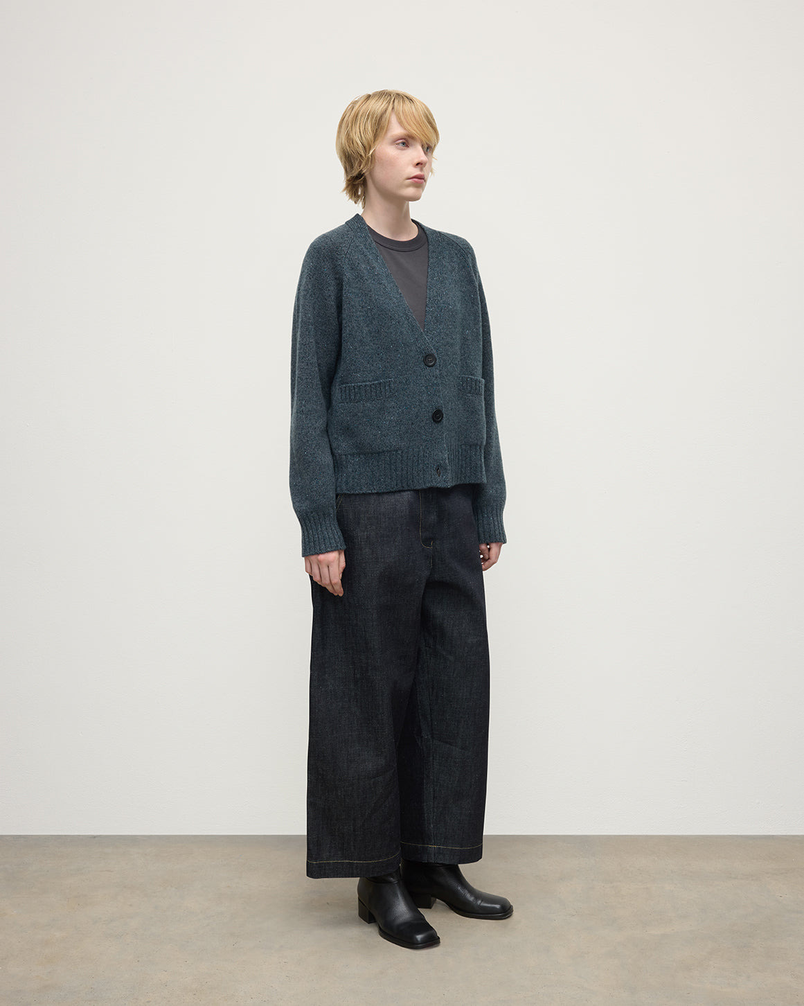Donegal Cashmere Blue V Neck Cardigan - 3