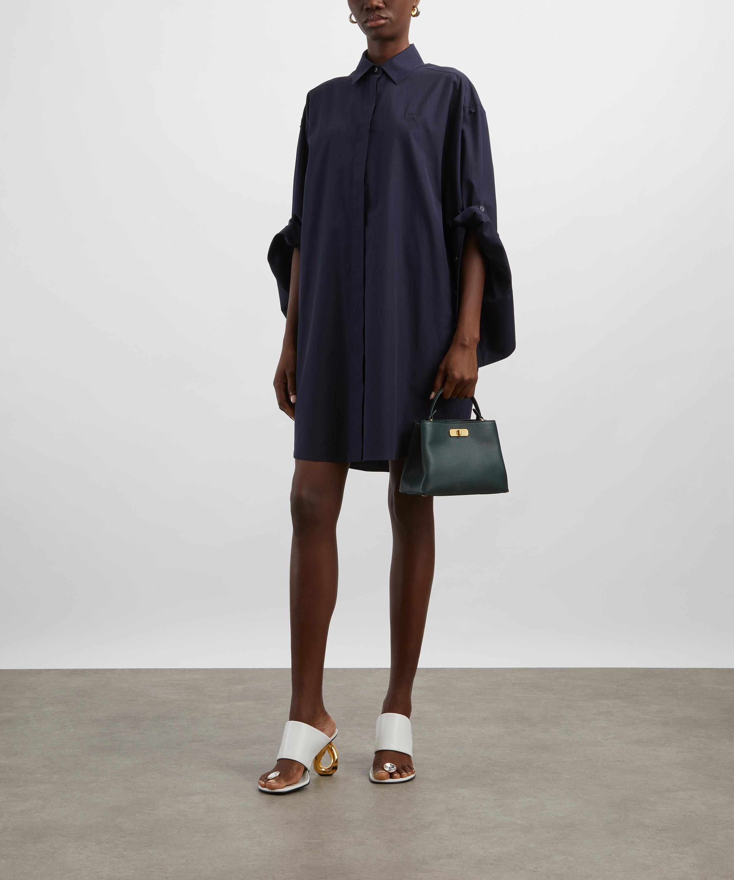 Navy Silk Shirt Dress - 2