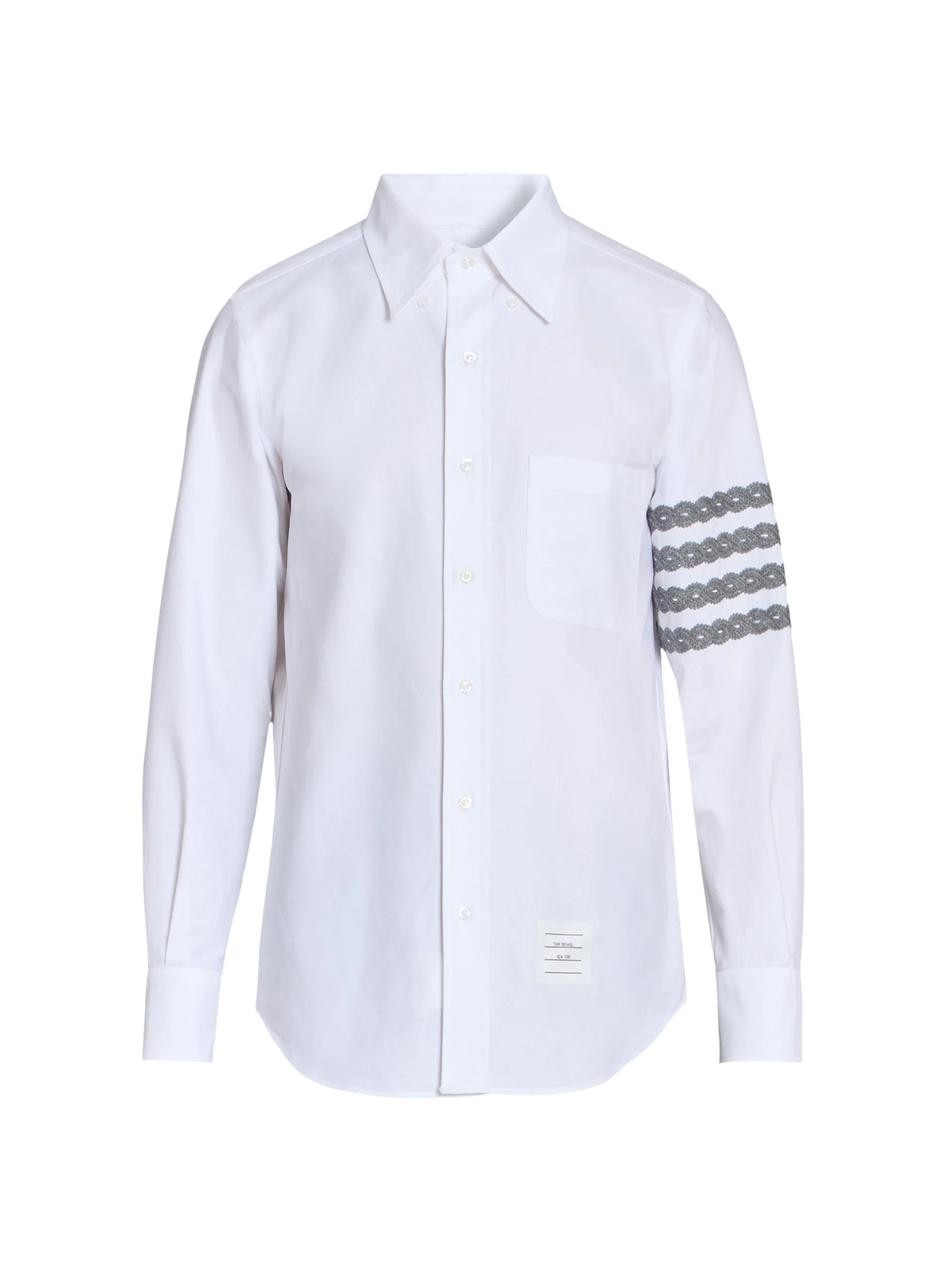 Men's Unraveling Cable 4-Bar Straight-Fit Oxford Shirt - White - 1