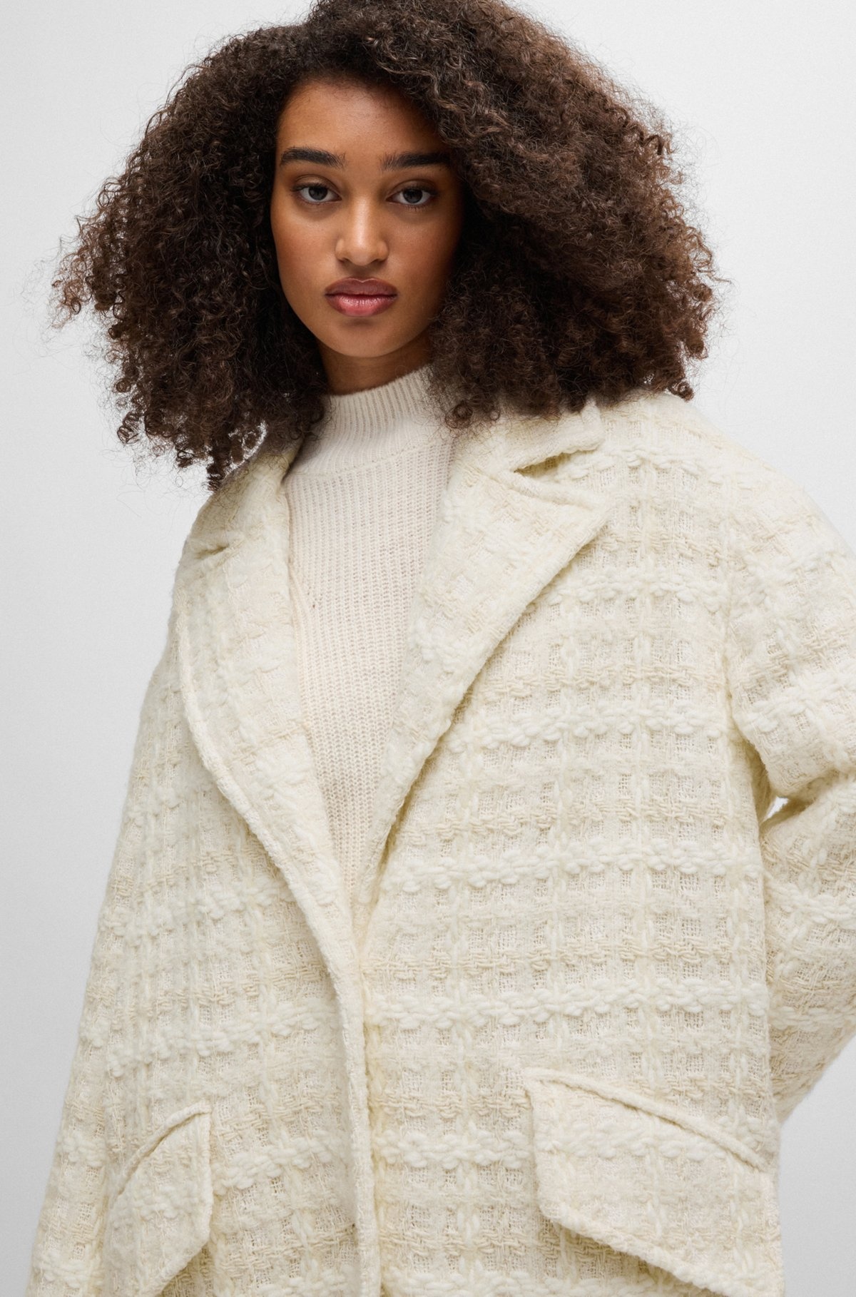 RELAXED-FIT SINGLE-BREASTED TWEED COAT - 5