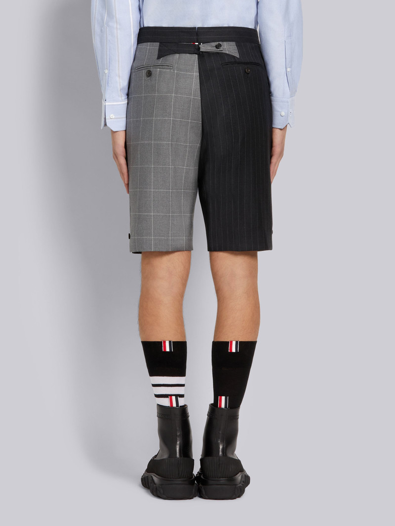 Dark Grey Pinstripe Wool Suiting Classic Backstrap Short 3