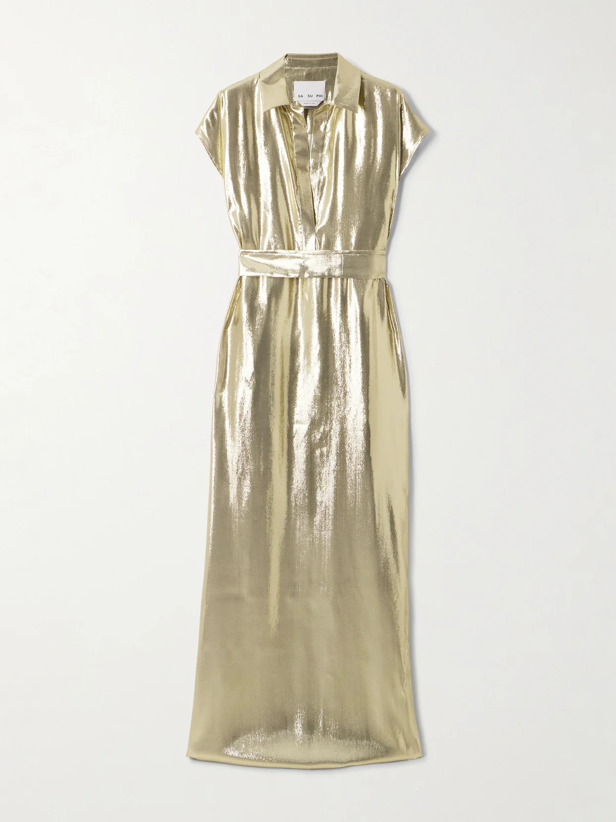 Francesca Belted Metallic Silk-blend Maxi Dress - 1