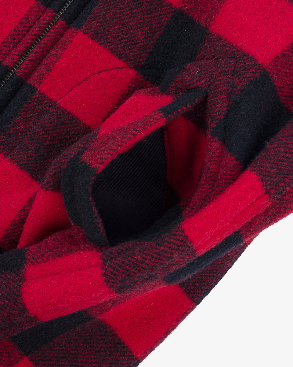 IHW-20-RED Wool Buffalo Check Bush Jacket - Red - 13