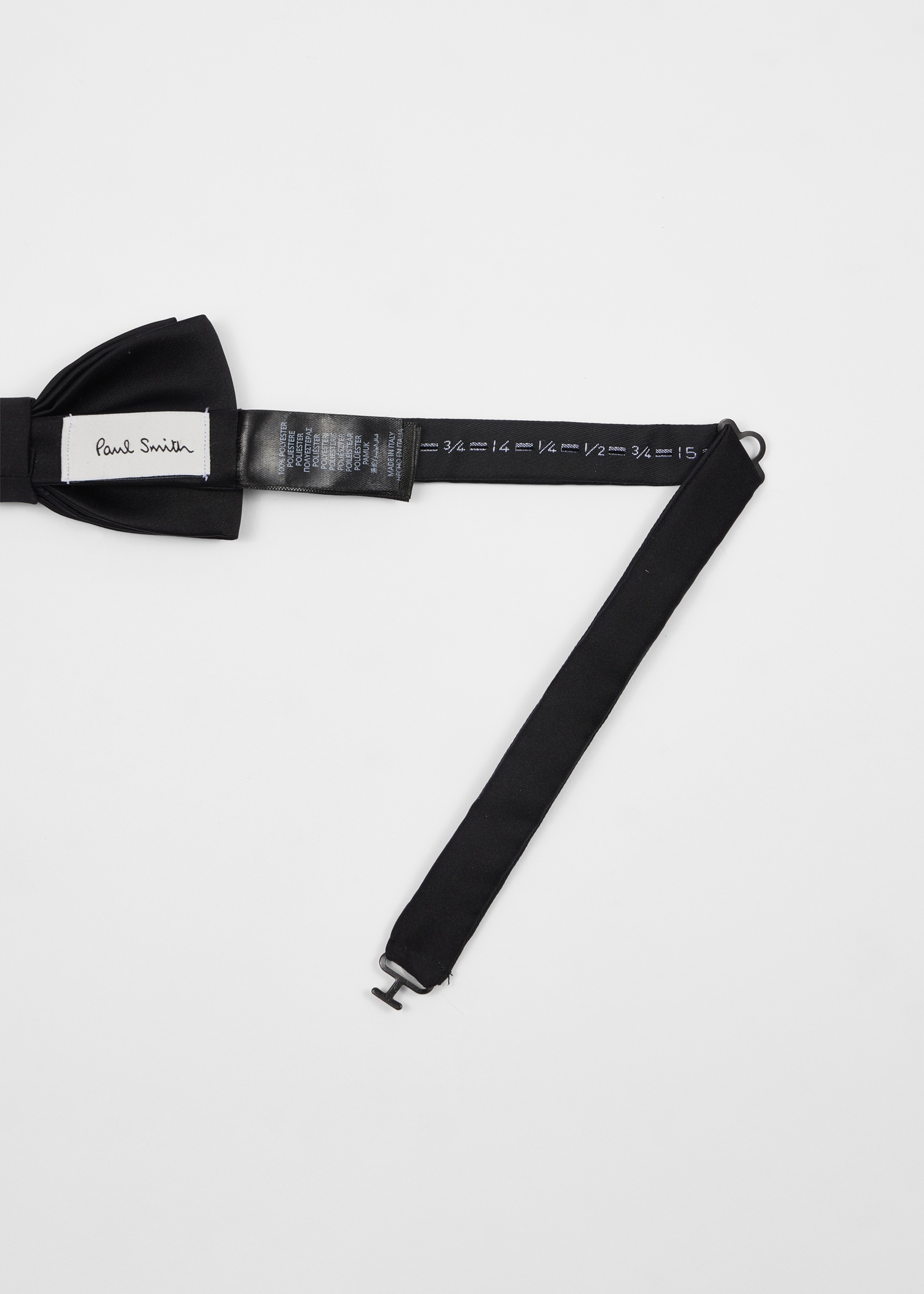 Black Pre-Tied Satin Bow Tie - 3
