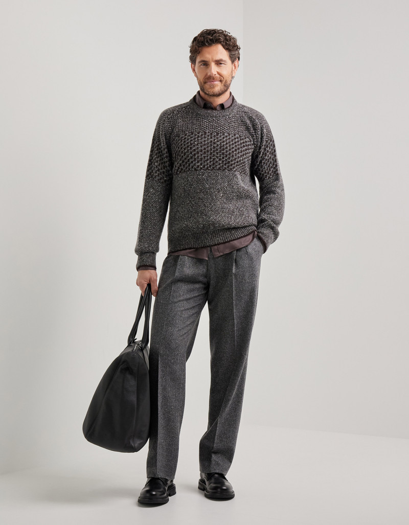 Canali WOOL AND ALPACA BLEND JACQUARD BOUCLÉ CREW NECK outlook