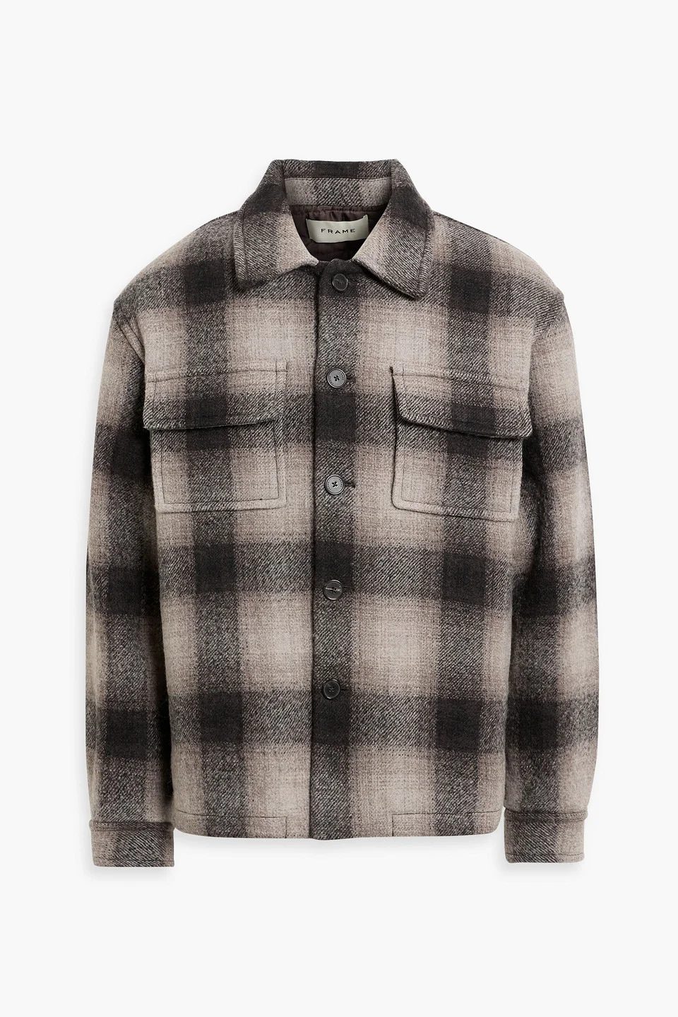 Checked padded wool-blend overshirt - 1