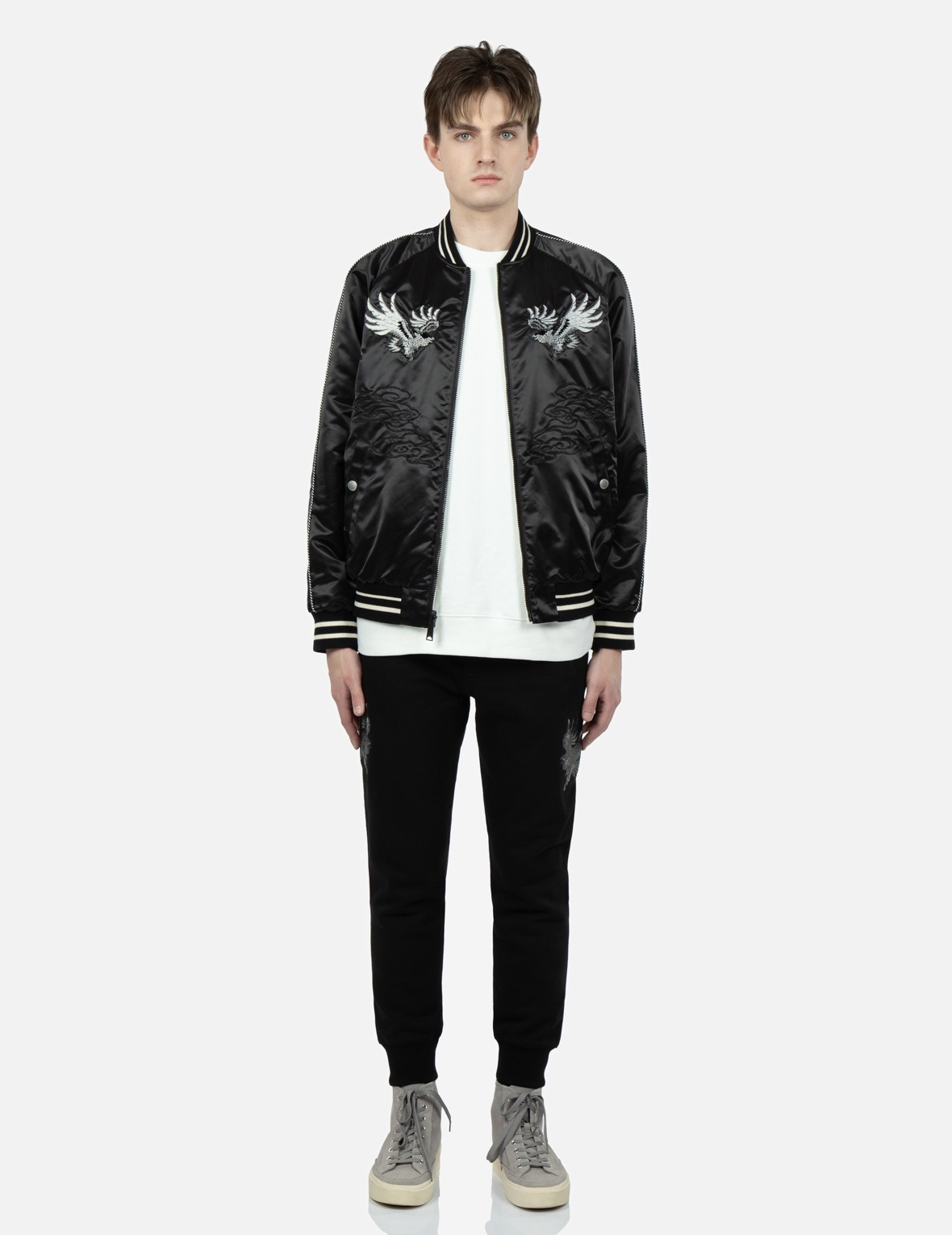 EAGLE AND LOGO EMBROIDERY REVERSIBLE SOUVENIR JACKET - 15