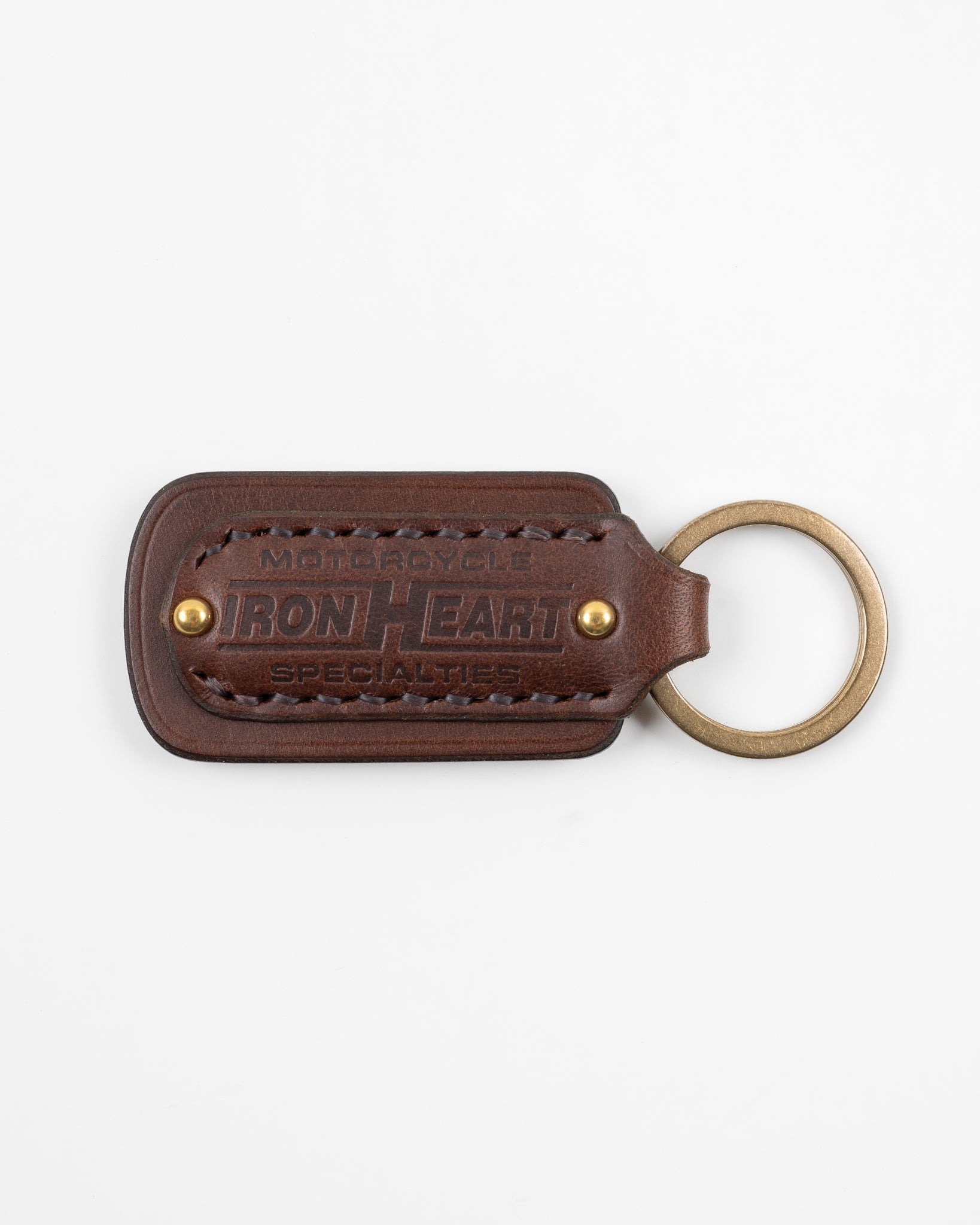 IHG-067-BRN Buttero Leather Key Ring w/Embossed Iron Heart Logo - Brown - 1
