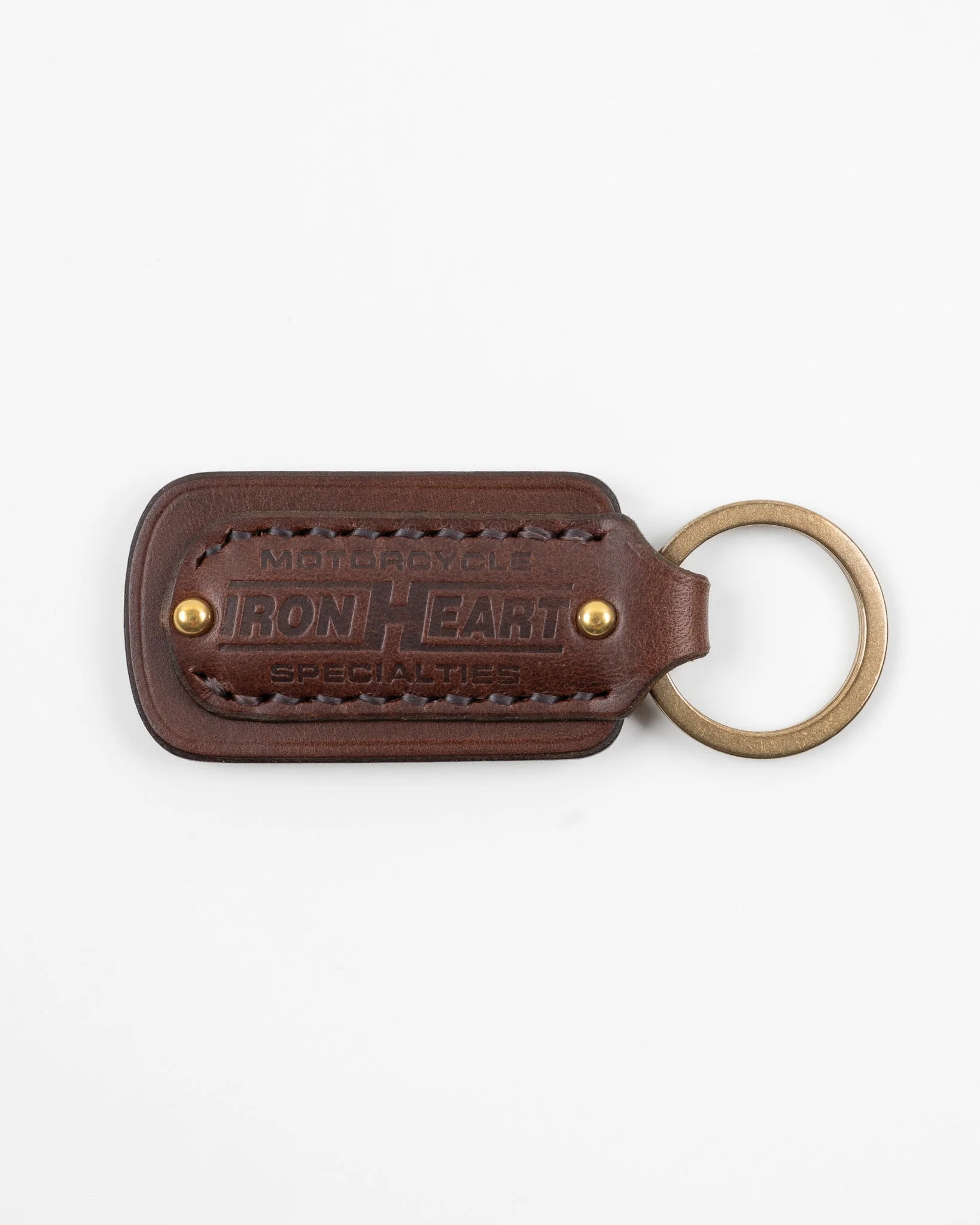 IHG-067-BRN BUTTERO LEATHER KEY RING W/EMBOSSED IRON HEART LOGO - BROWN - 1