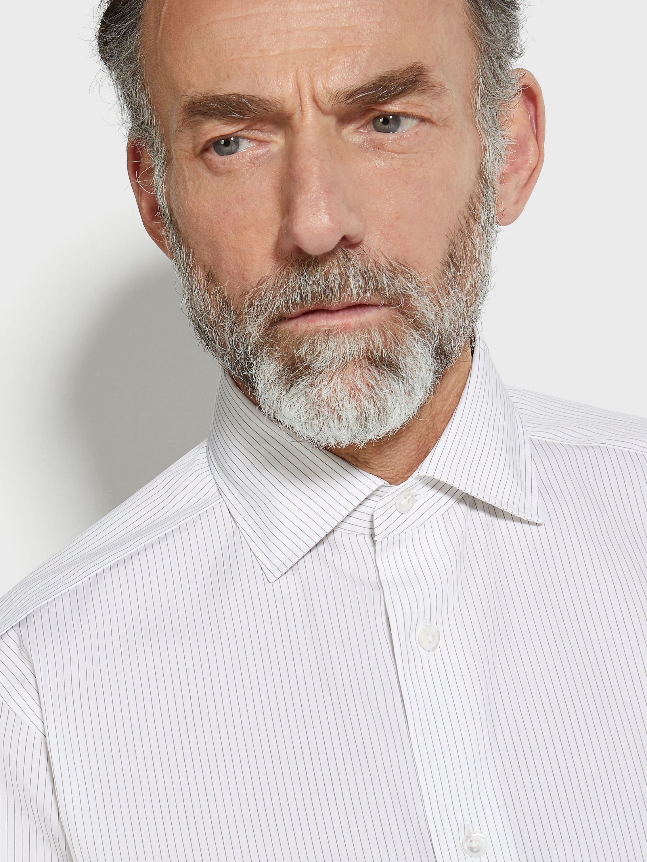 WHITE AND KHAKI STRIPED CENTOVENTIMILA COTTON SHIRT - 2
