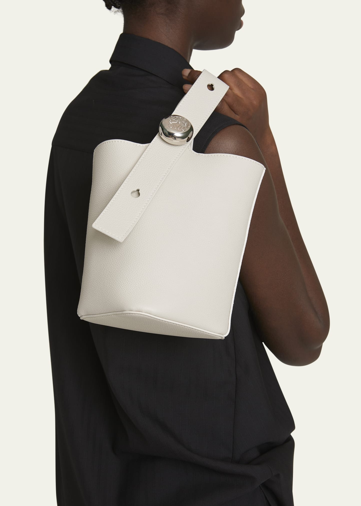 Mini Pebble Leather Bucket Bag - 2