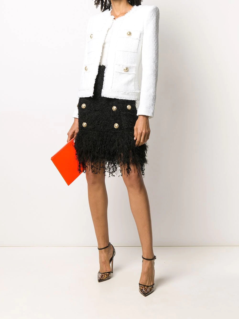 short fringed tweed skirt - 2