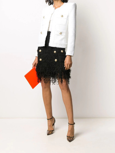 Balmain short fringed tweed skirt outlook