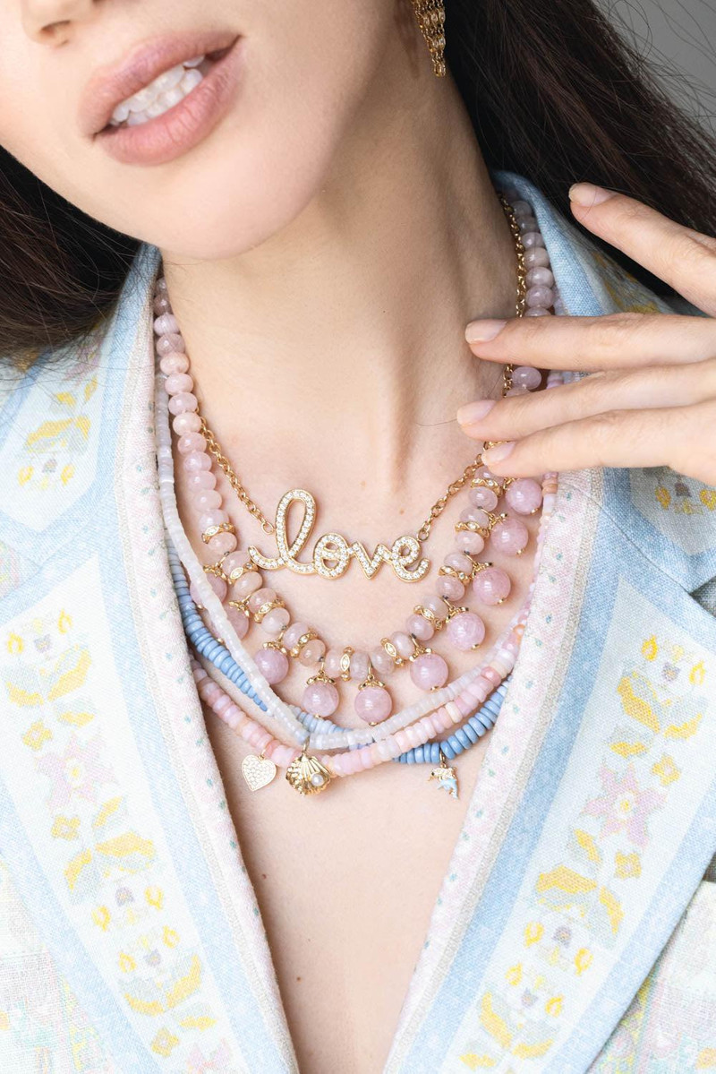 SYDNEY EVAN Morganite Beaded Necklace outlook