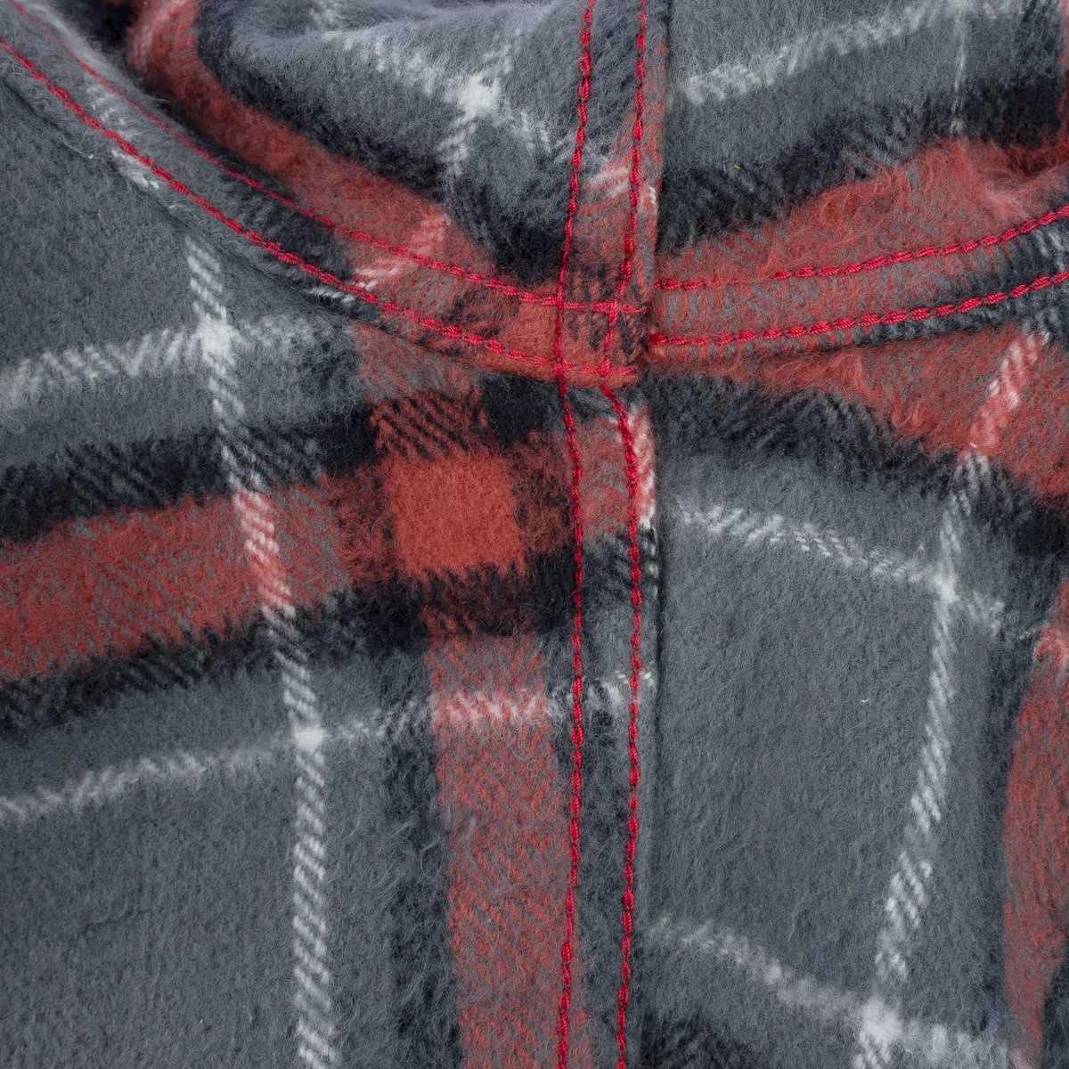 IHSH-369-GRY 12oz Slubby Heavy Flannel Herringbone Check Western Shirt - Grey - 15