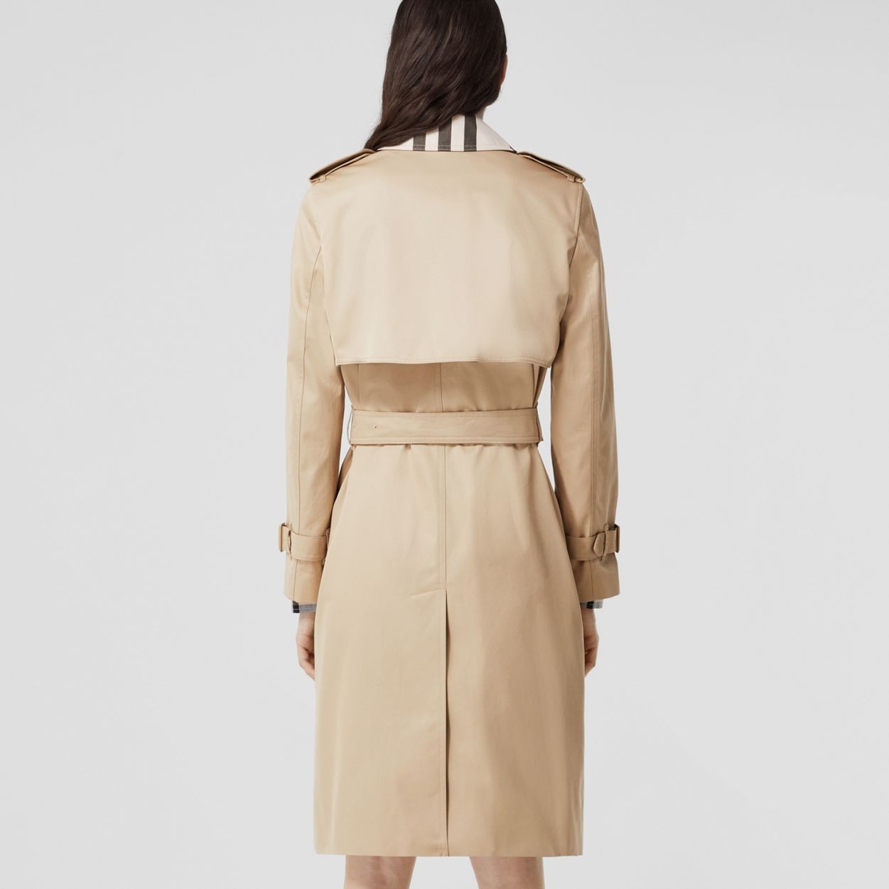 Check Panel Cotton Gabardine Trench Coat - 4