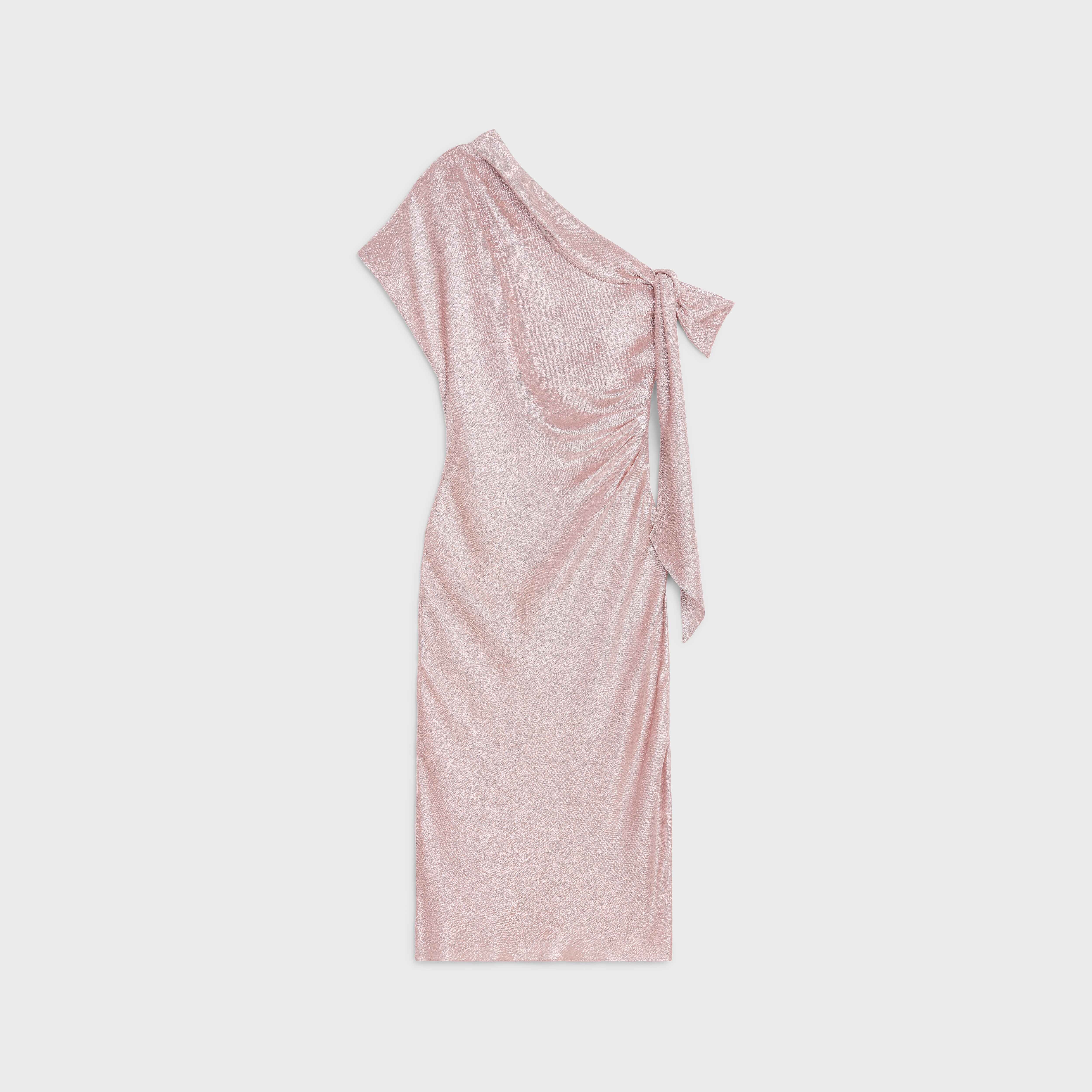 ONE-SHOULDER DRESS IN SATIN LAMÉ - 1