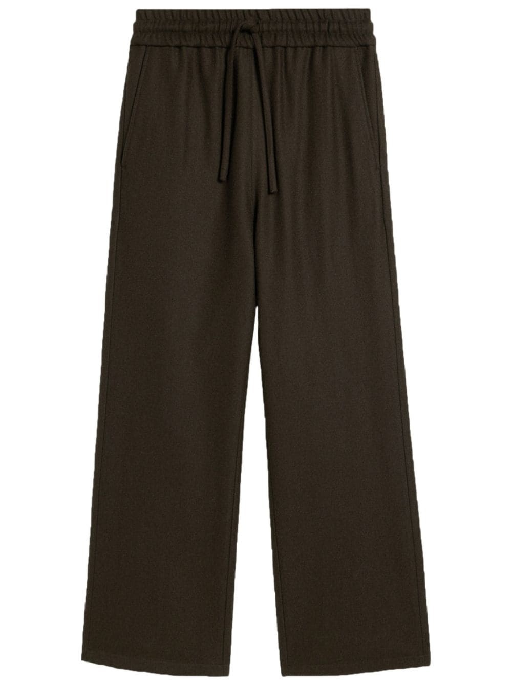 drawstring-elasticated wool trousers - 1