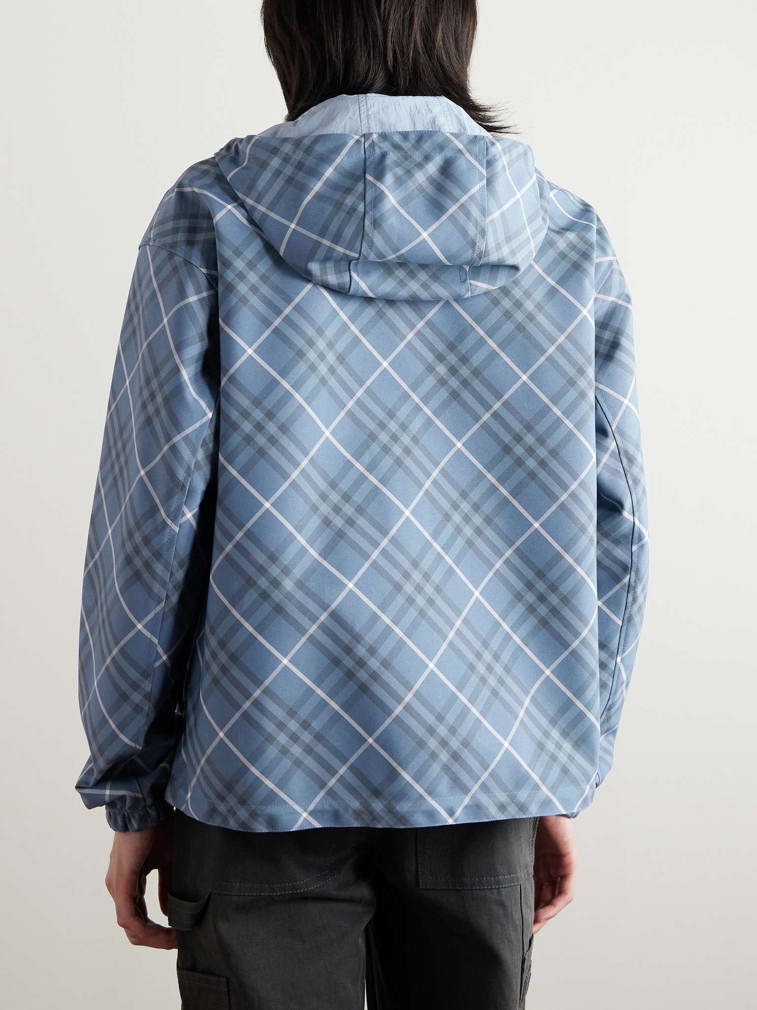 Oversized Reversible Logo-Appliquéd Checked Gabardine and Nylon Hooded Jacket - 3