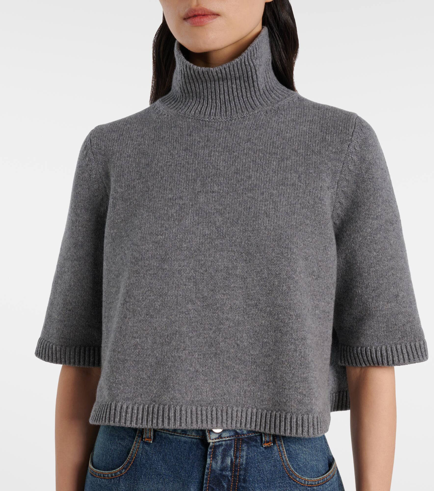 Cropped cashmere-blend turtleneck top - 6