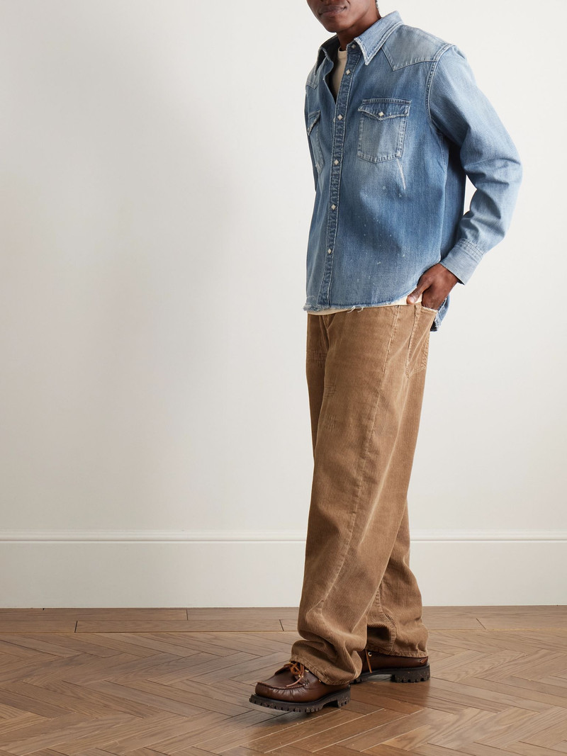 visvim Social Sculpture Distressed Denim Western Shirt Blue outlook