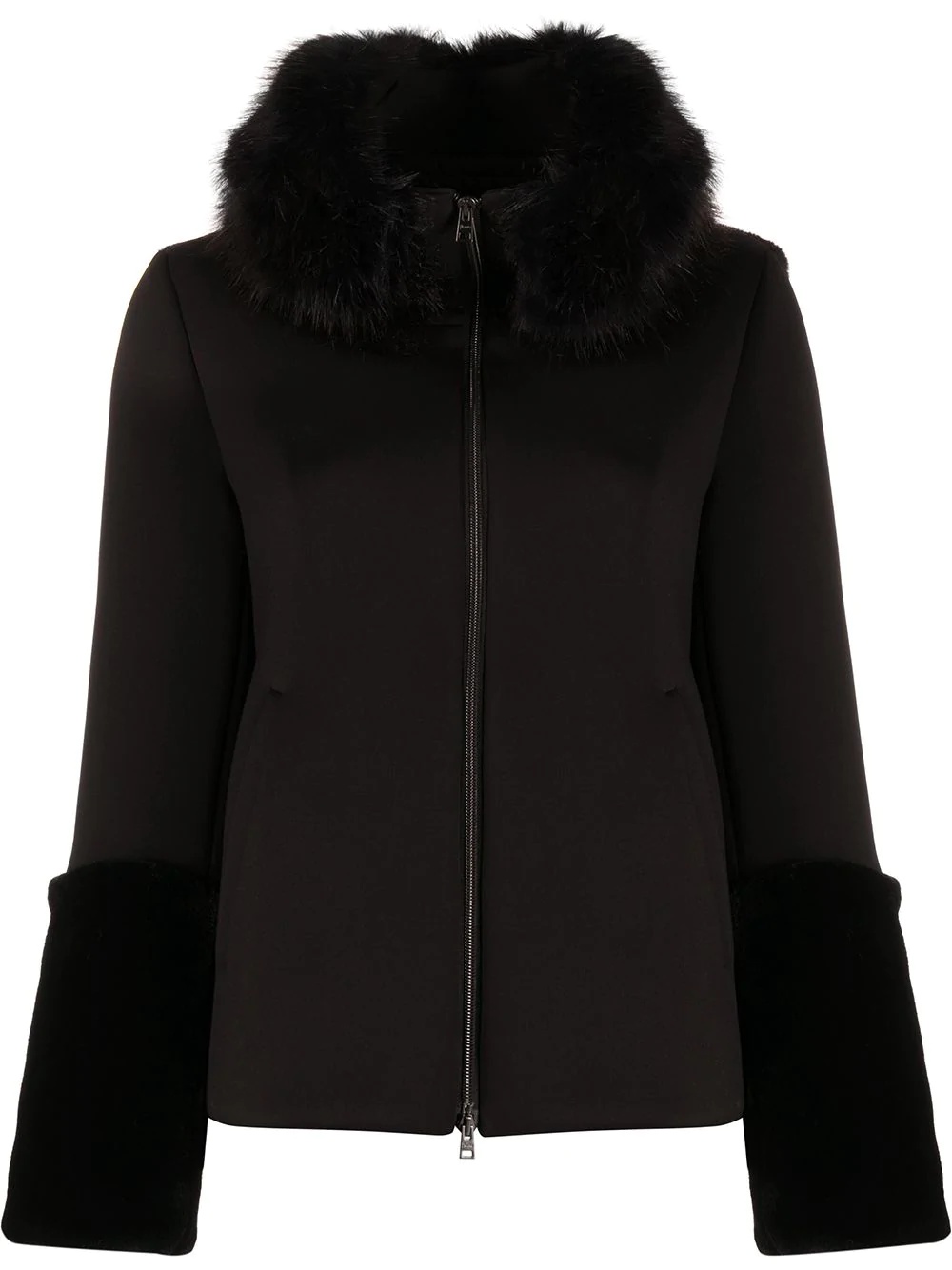 faux-fur panelled jacket - 1