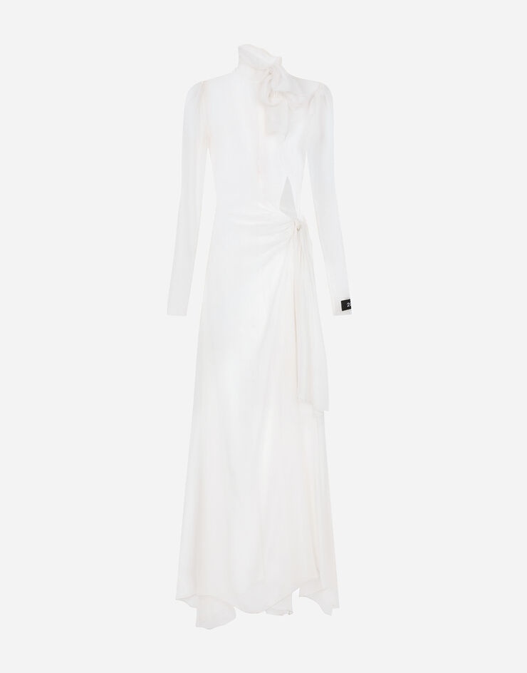 Dolce & Gabbana Long silk chiffon dress with bow detail - F6DJETFU1ATW0001 