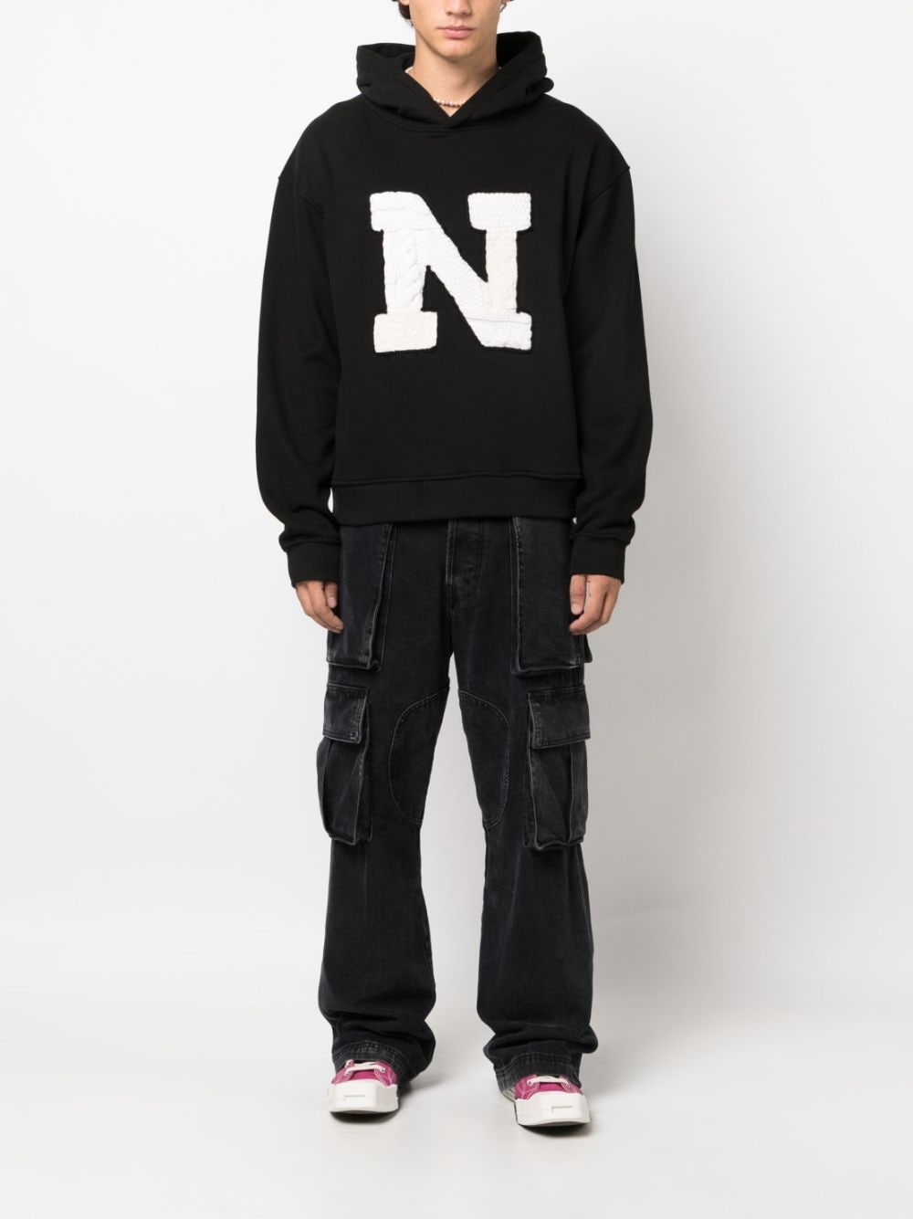 logo-patch patchwork-detail hoodie - 2