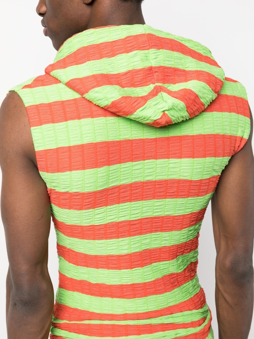 striped sleeveless hoodie - 5