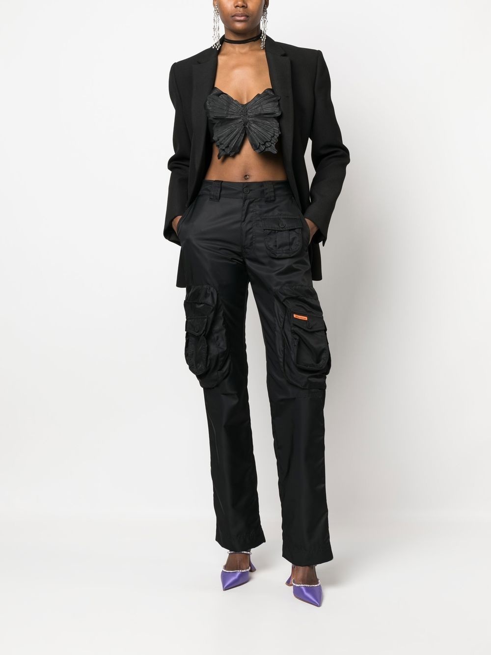 butterfly-detail cropped vest - 2