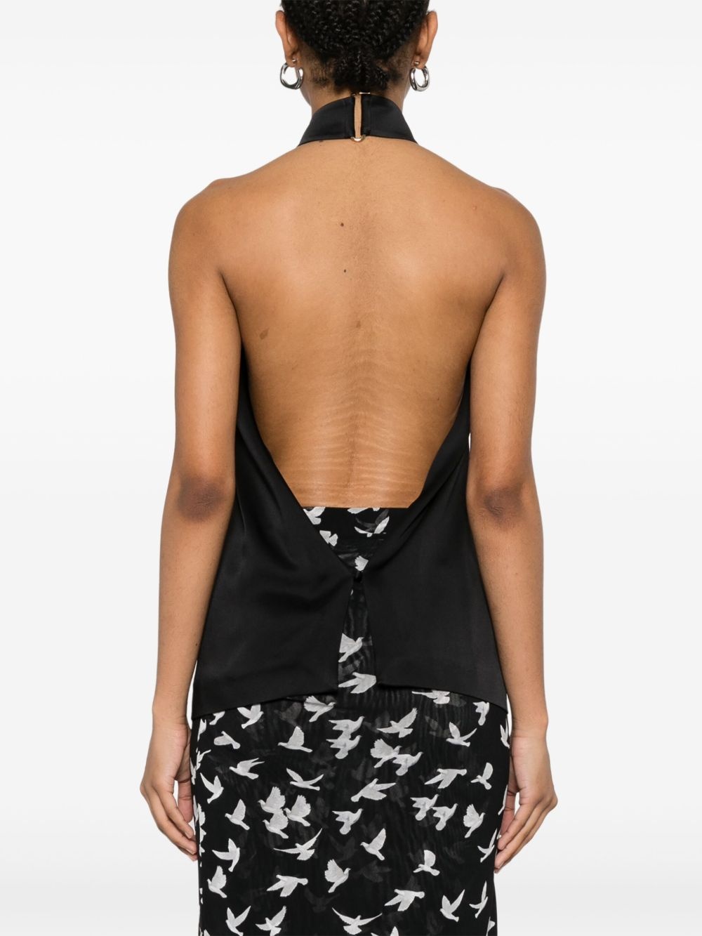 satin halterneck tank top - 4