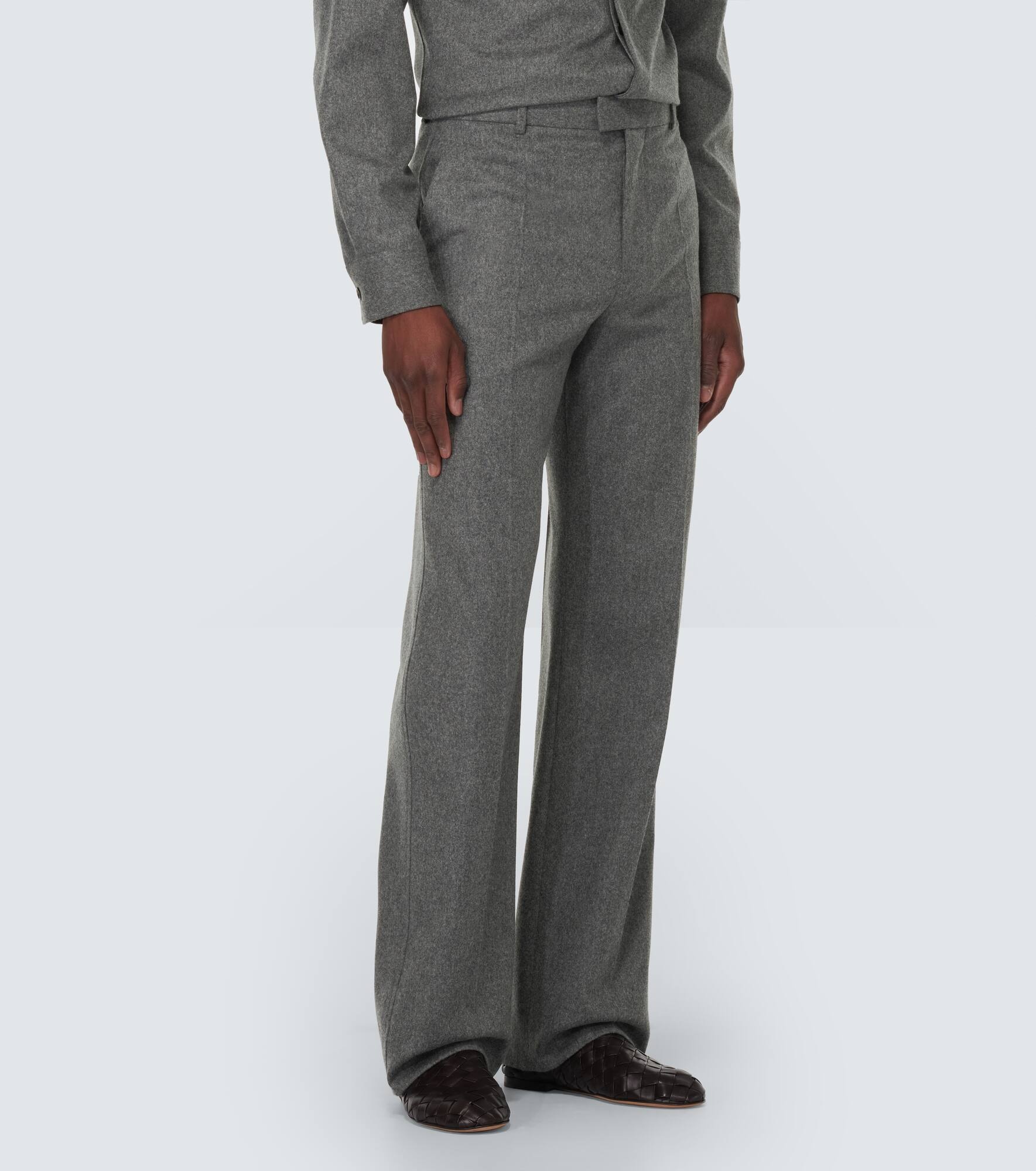 Wool flannel straight pants - 3