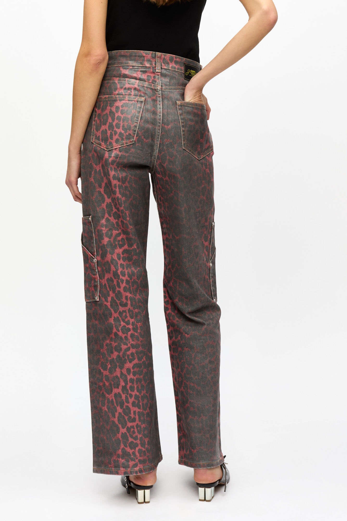 RED FOIL DENIM ANDI CARGO JEANS - 4