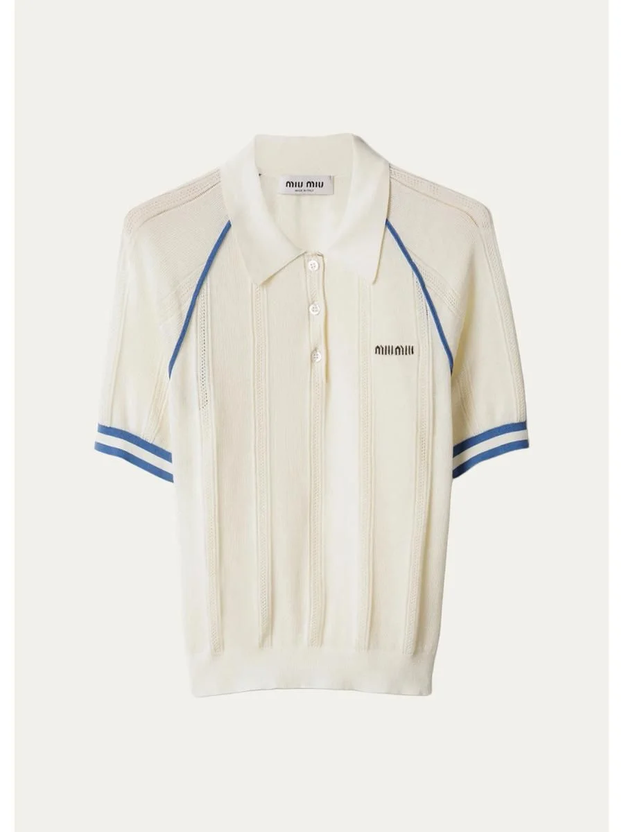 Contrast-Striped Cotton-Blend Polo Shirt - 1