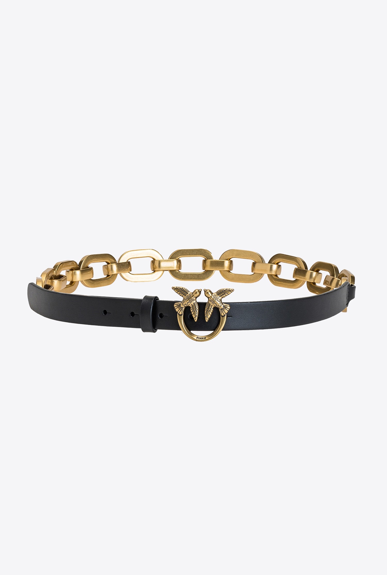 PINKO LOVE BIRDS BELT WITH LARGE CHAIN | REVERSIBLE