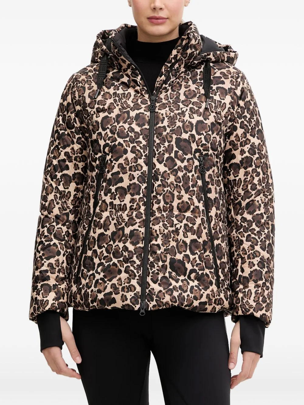 leopard-print hooded jacket - 1