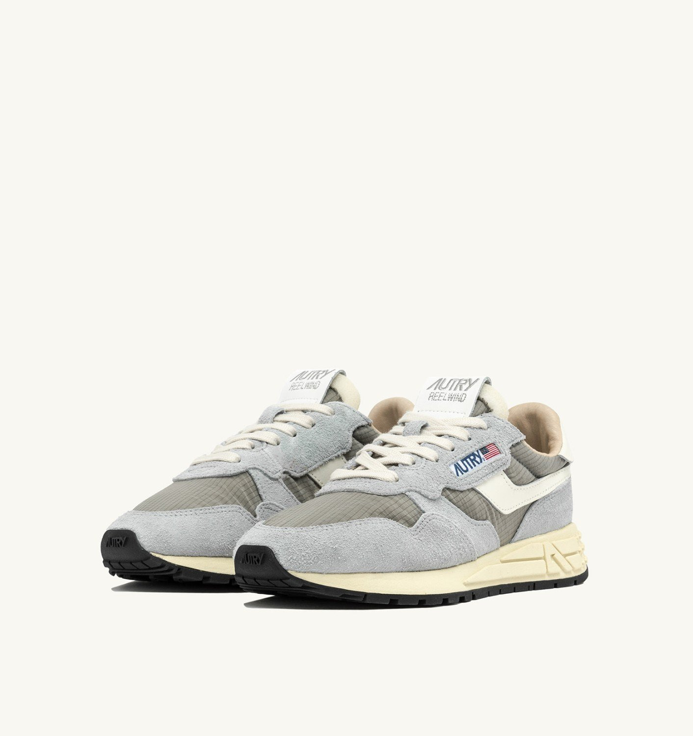 REELWIND LOW SNEAKERS IN IRIS GRAY AND MARSHMALLOW NYLON AND SUEDE - 2