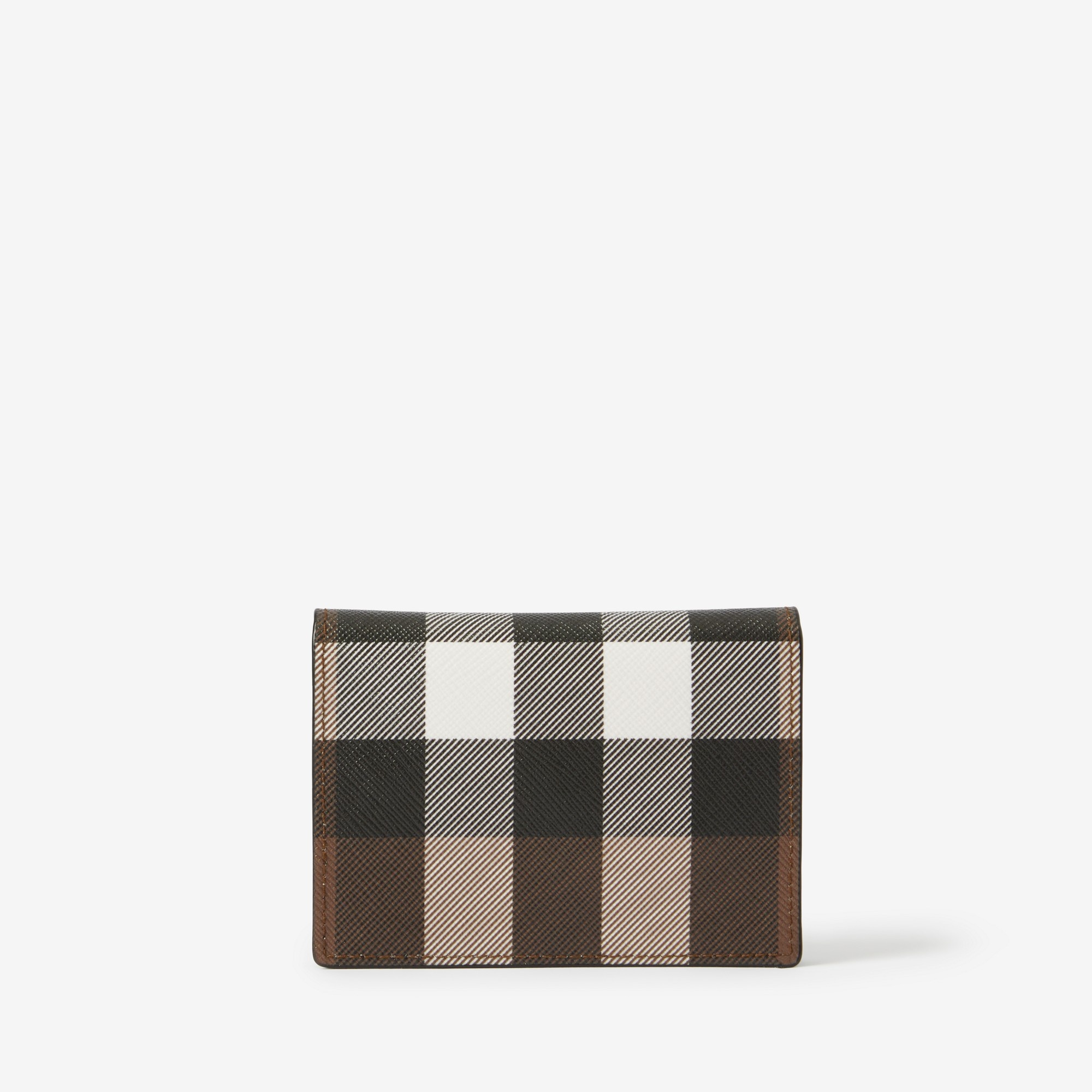 Check and Leather Folding Card Case - 3