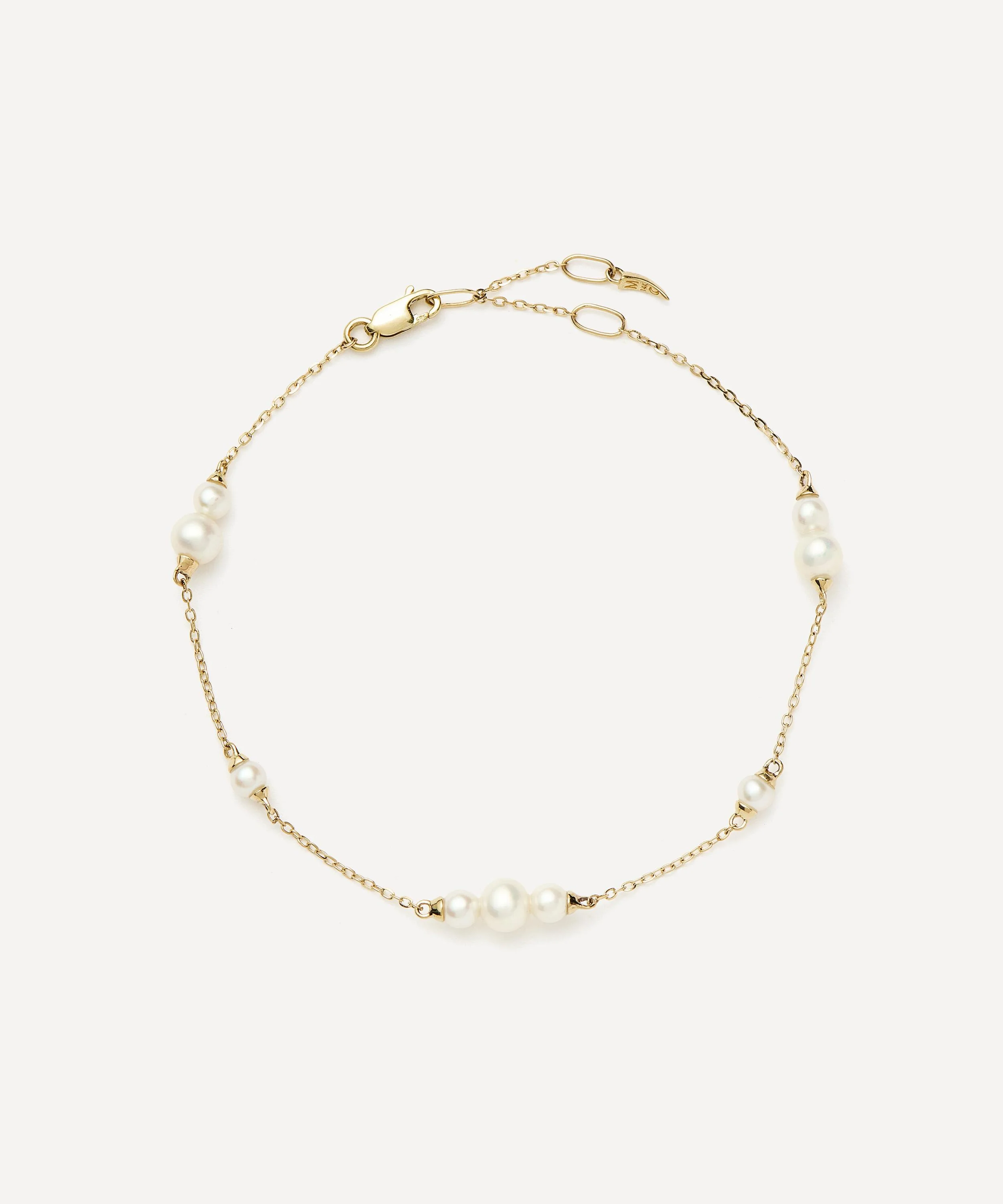 14ct Gold Fine Pearl Chain Bracelet - 1
