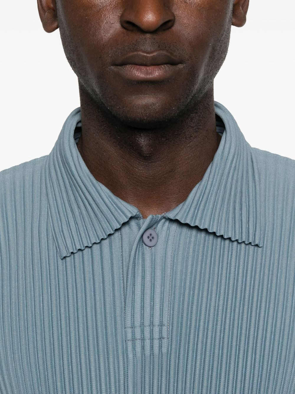 pleated long-sleeve polo shirt - 5