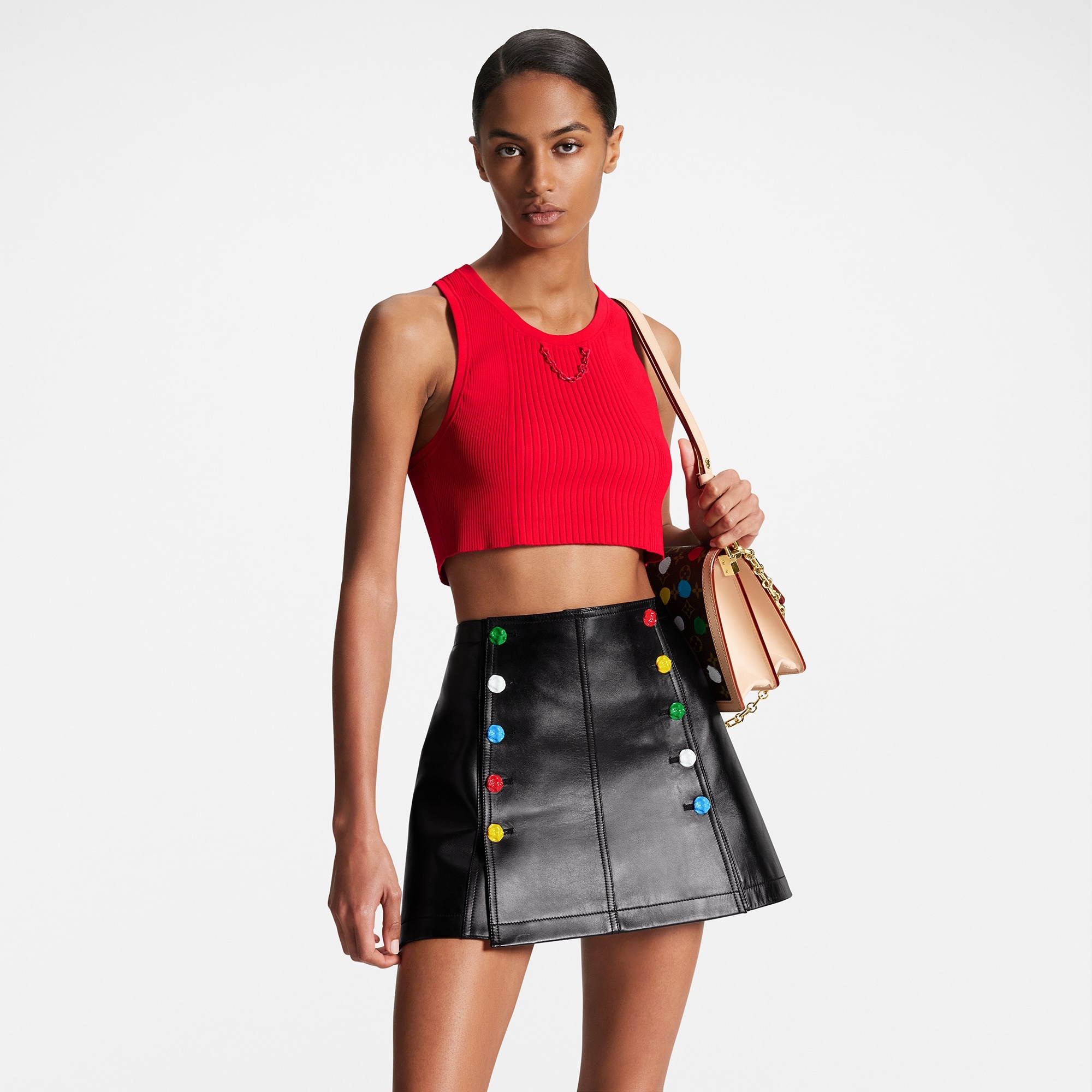 LV x YK Buttons Leather Mini Skirt - 5