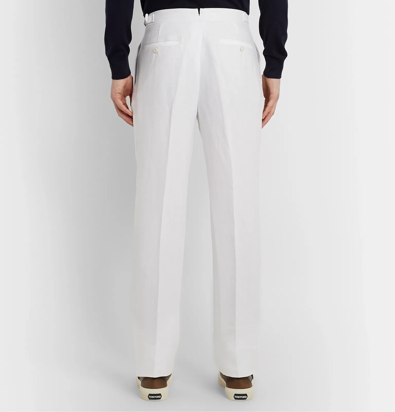 Tapered Pleated Linen Trousers - 5