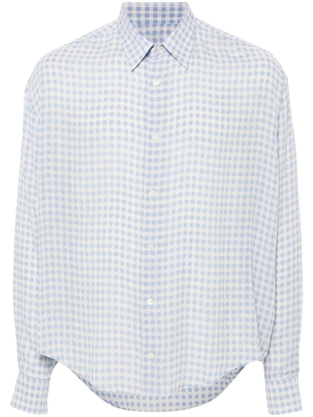 gingham-check crepe shirt - 3