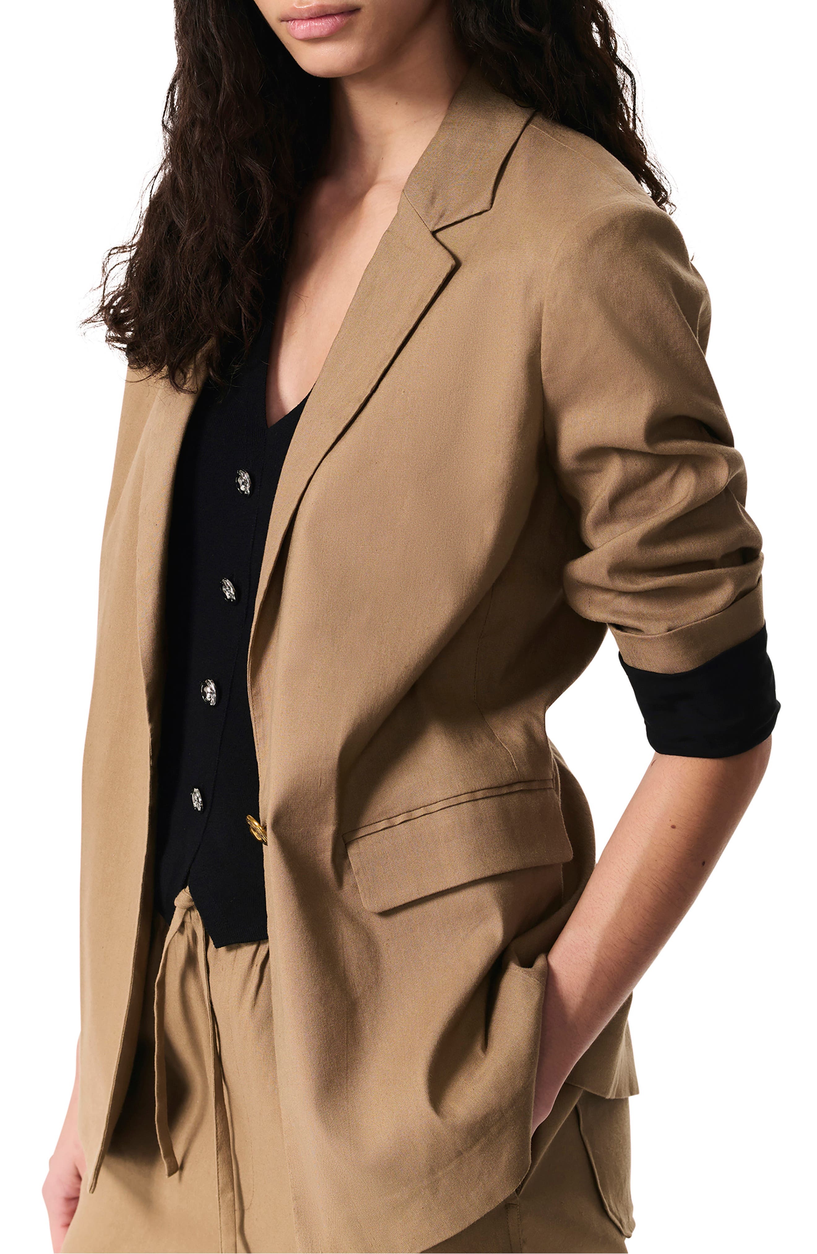 rag & bone Jennie Linen Blend Blazer in Mutedbrown at Nordstrom - 4