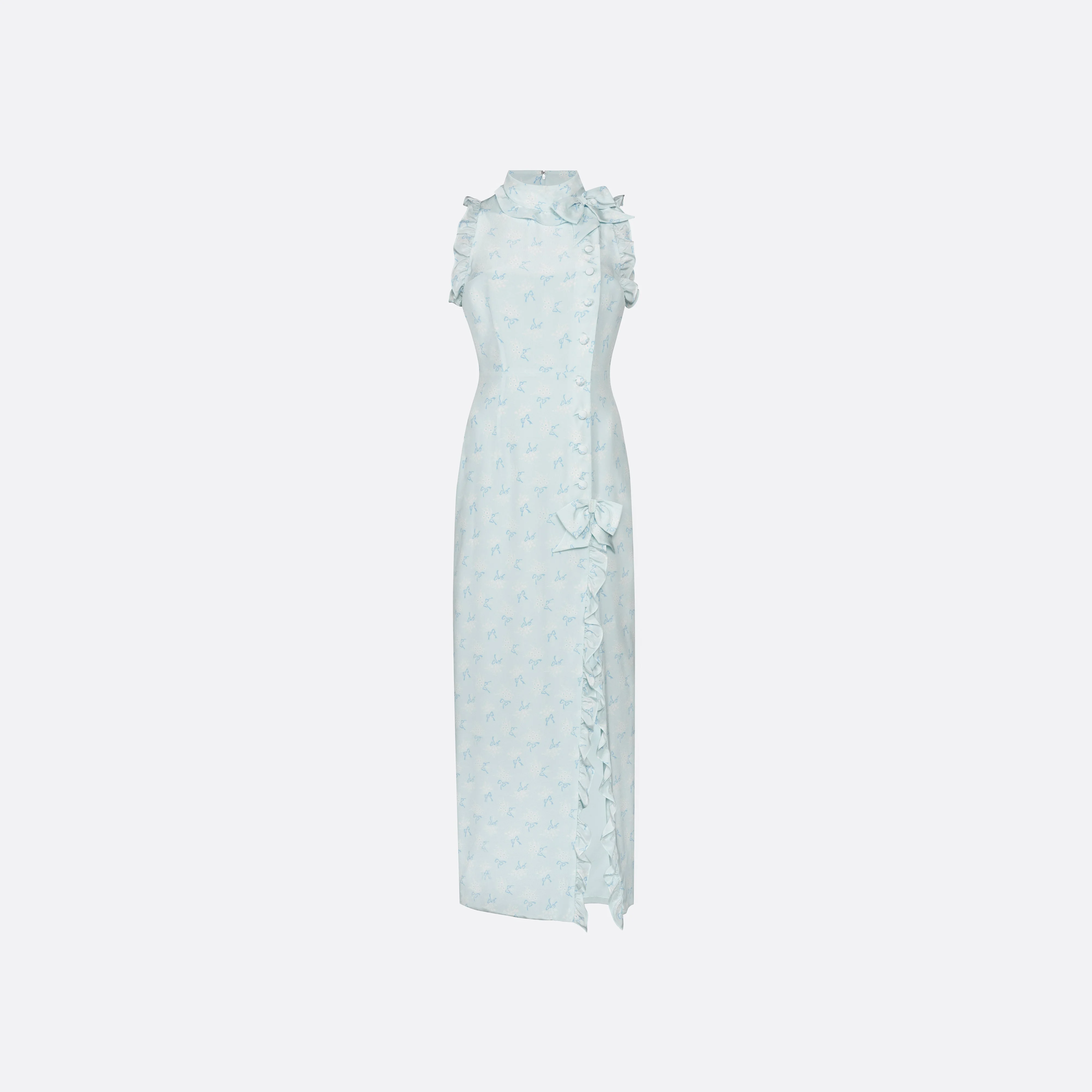 HIGH NECK EVENING DRESS WITH SPLIT - 1