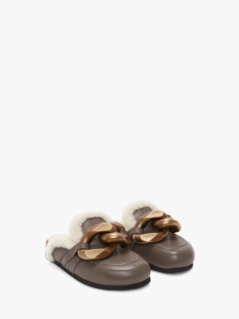 CHAIN LOAFER SHEARLING MULES - 2