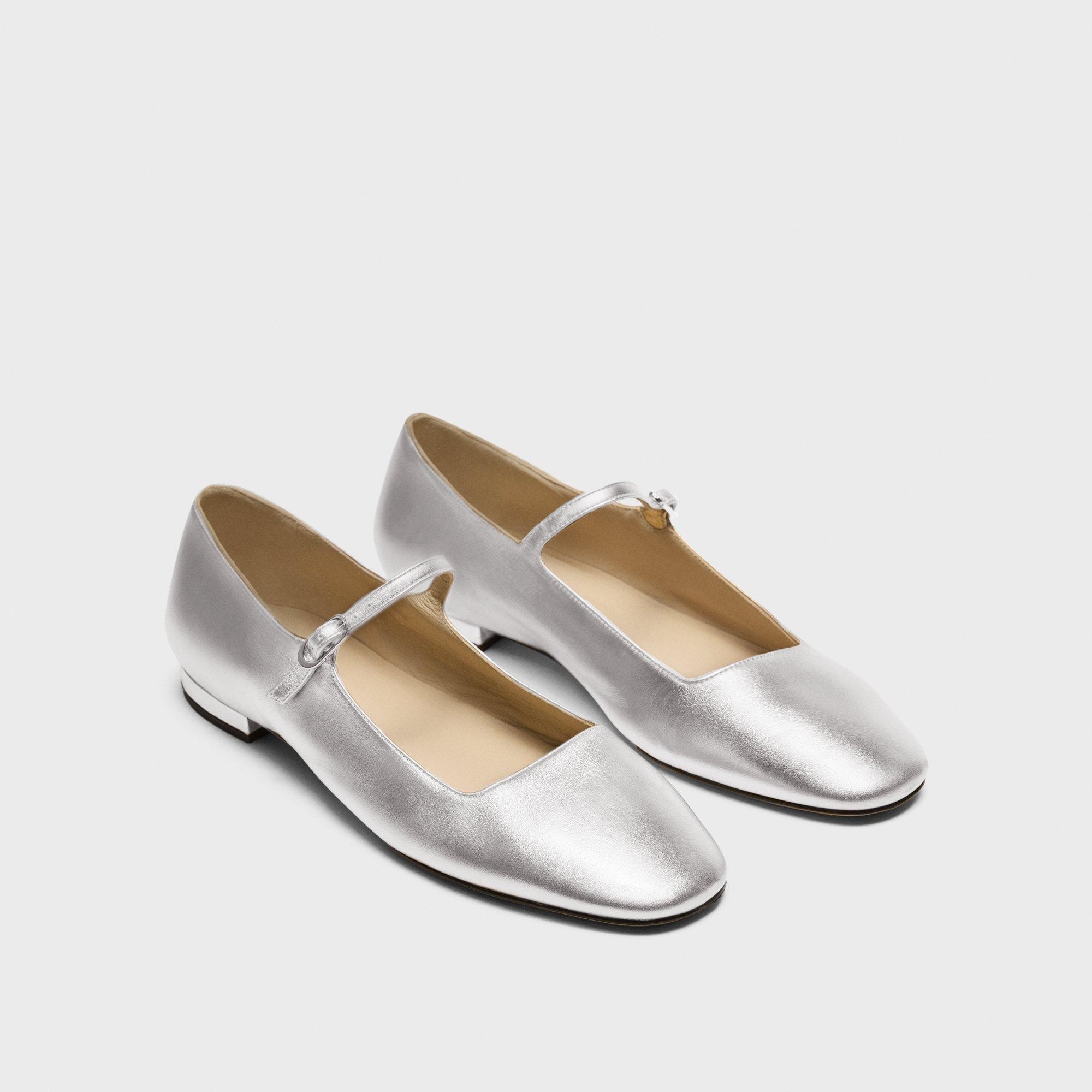 Mary Jane Ballerina Flat in Metallic Leather - 5